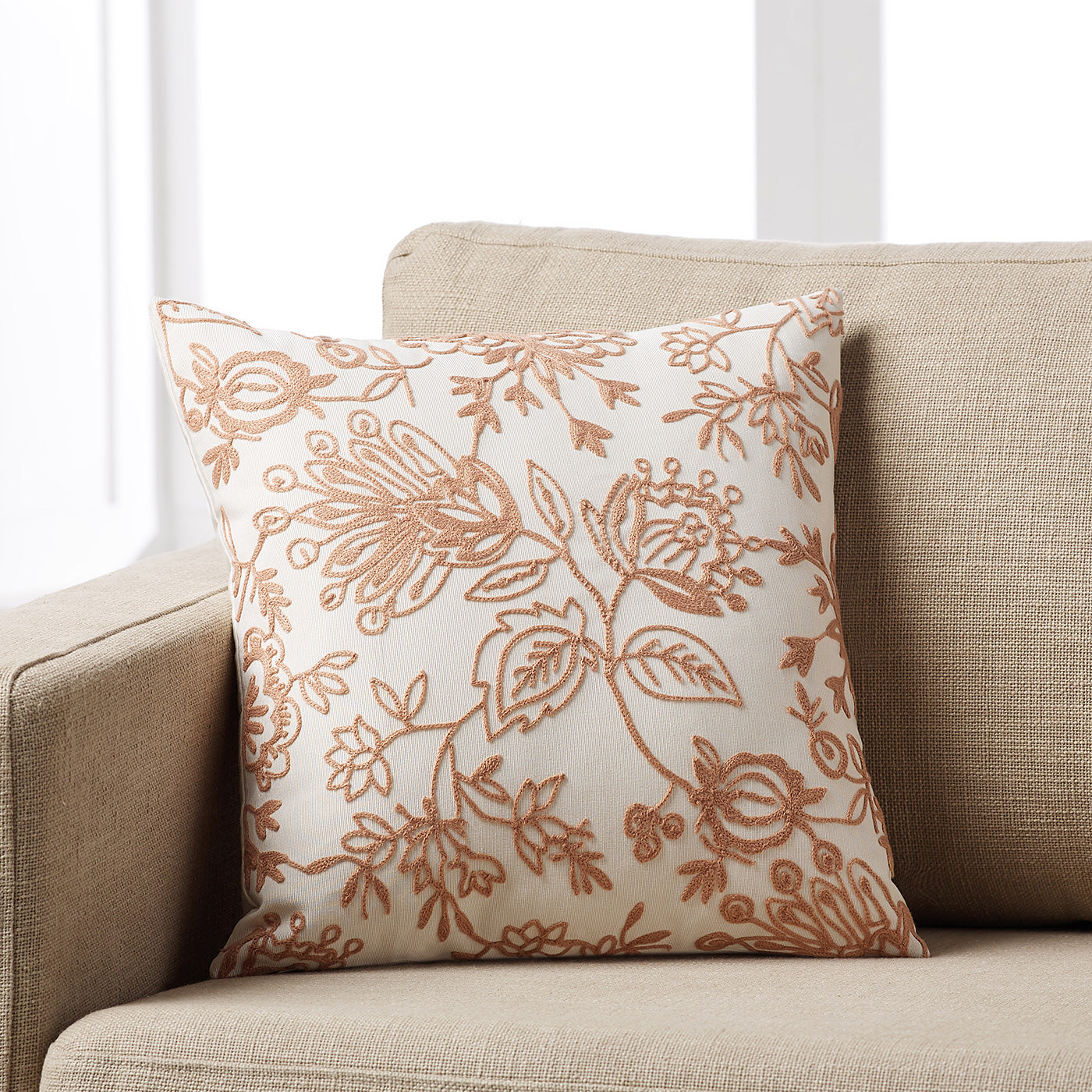 Embroidered Pillowcase 43x43cm Apple Pink