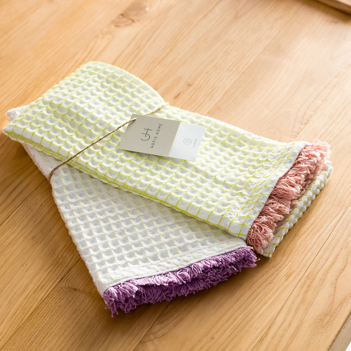 Set of 2 tea towels 40x60cm Adelain Green/Pink 590
