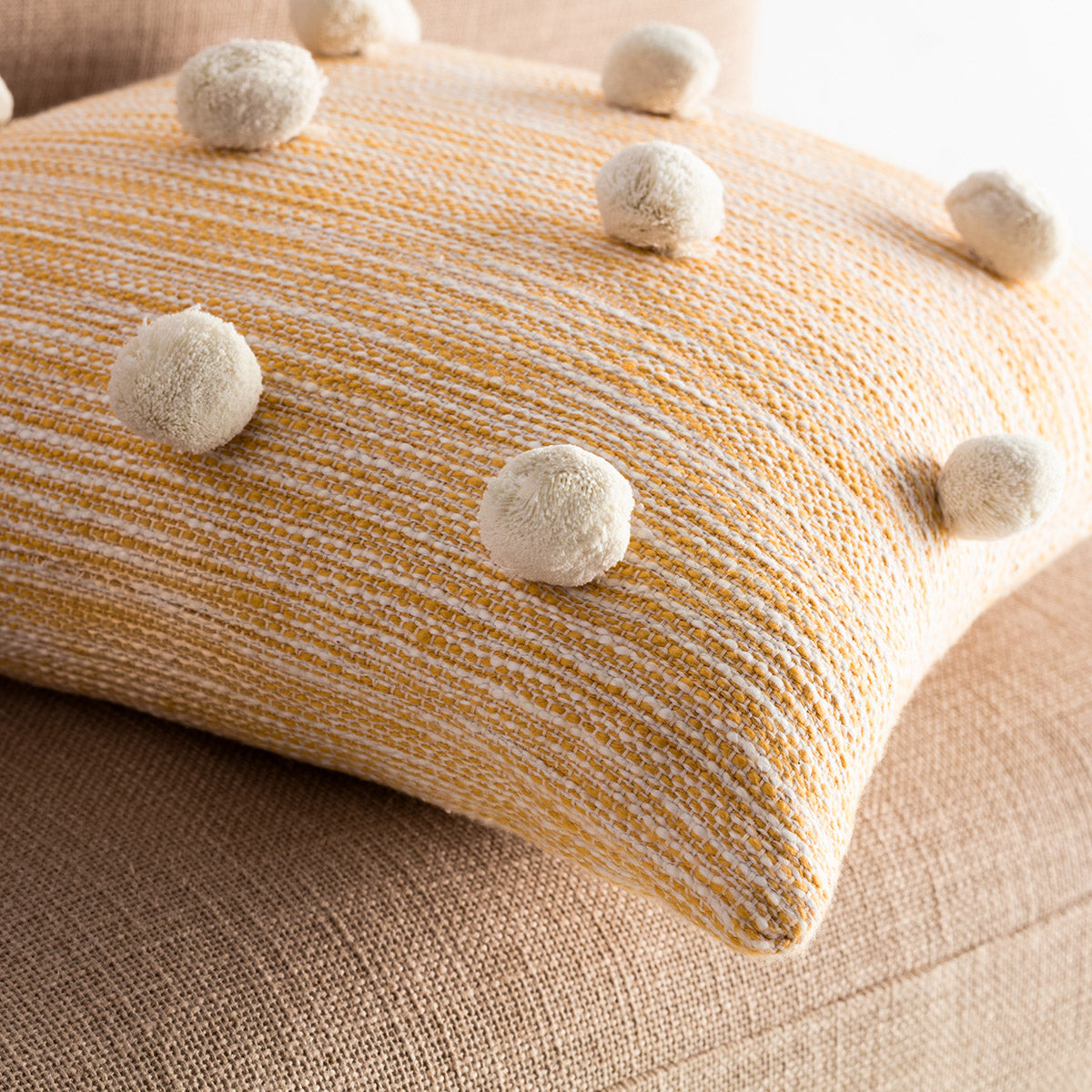 Pillowcase 43x43cm Poms Mustard 555