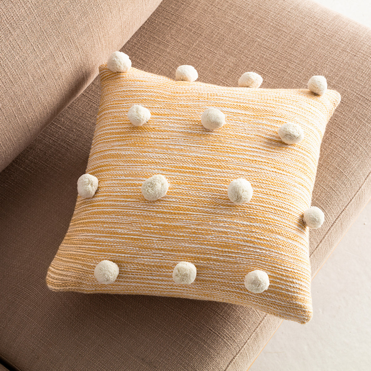 Pillowcase 43x43cm Poms Mustard 555