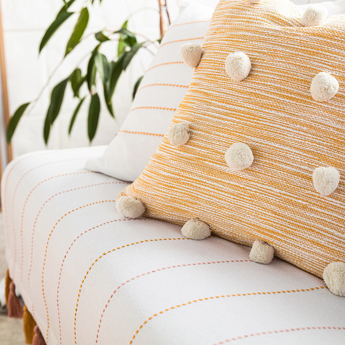 Pillowcase 43x43cm Poms Mustard 555