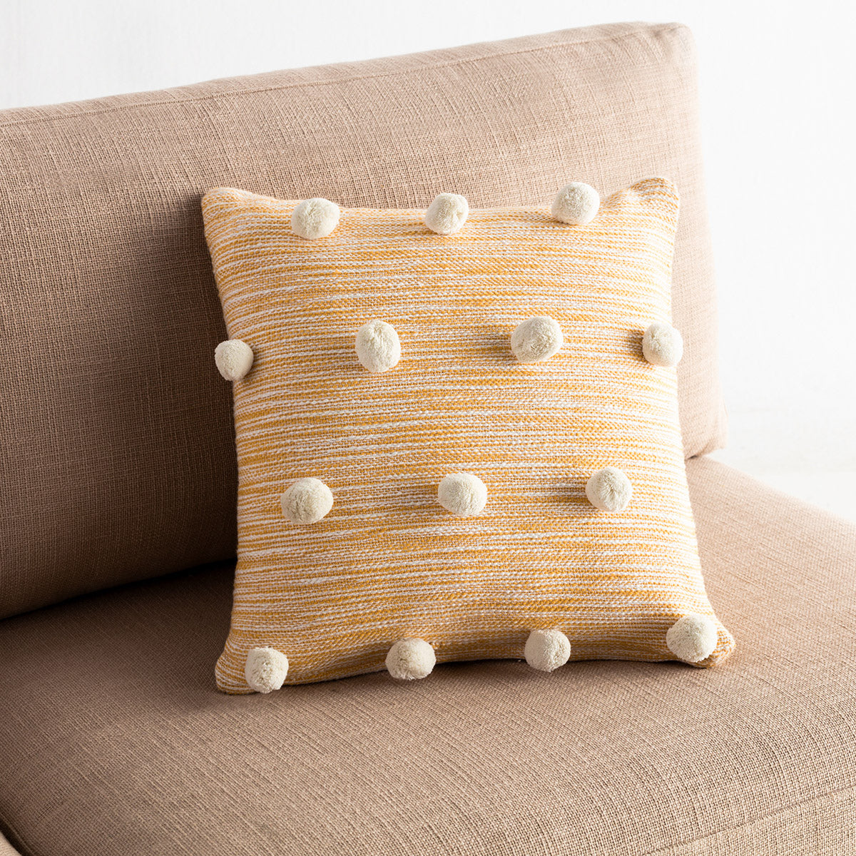 Pillowcase 43x43cm Poms Mustard 555