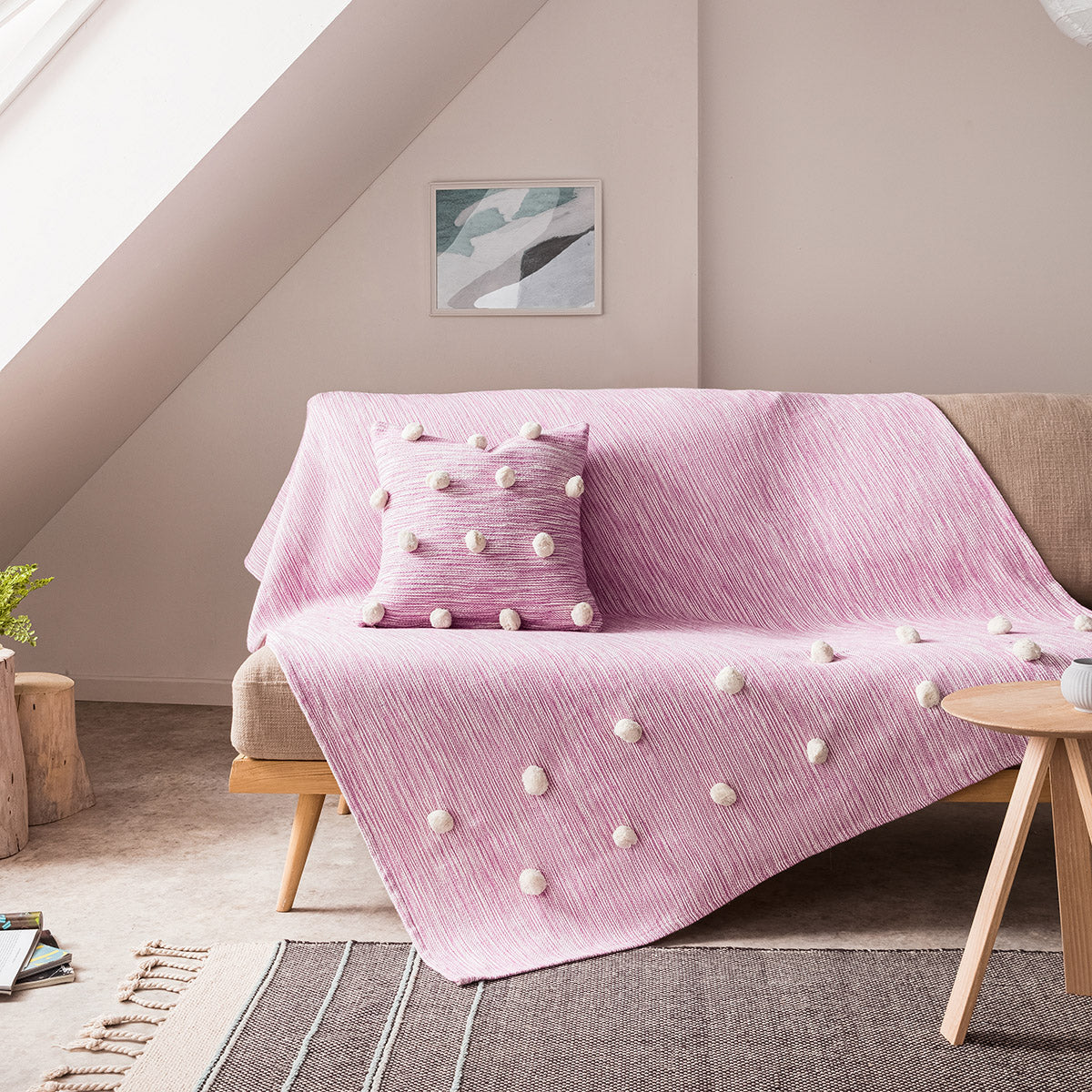 Decorative Throw 135x180cm Poms Fuchsia 555