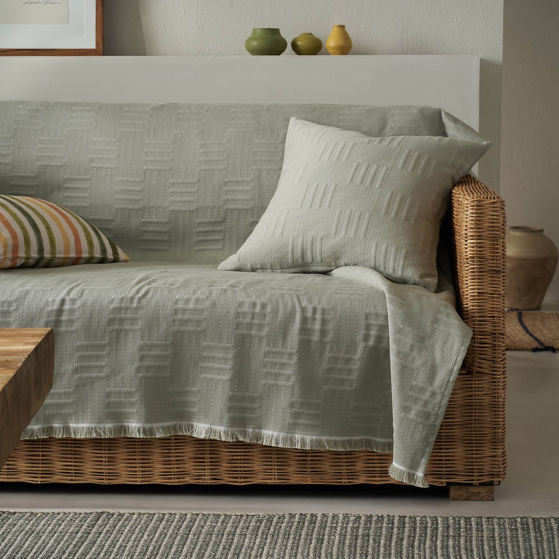 sofa throw Calyra Smoke Green 654/07