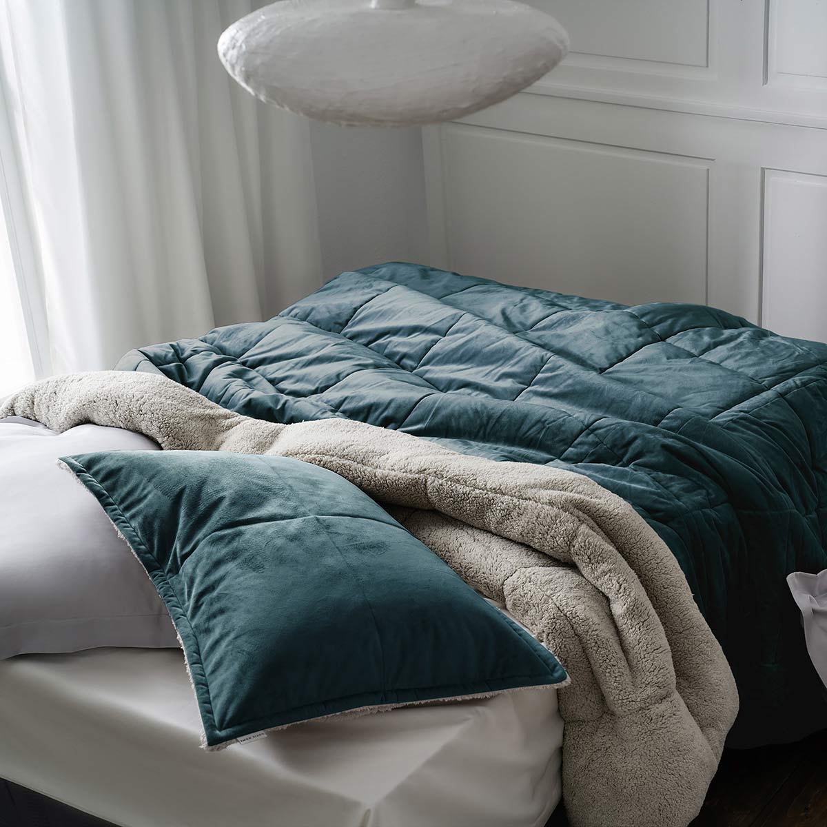 Quilt-Blanket 235x245cm Teddy Jean Blue 407/09