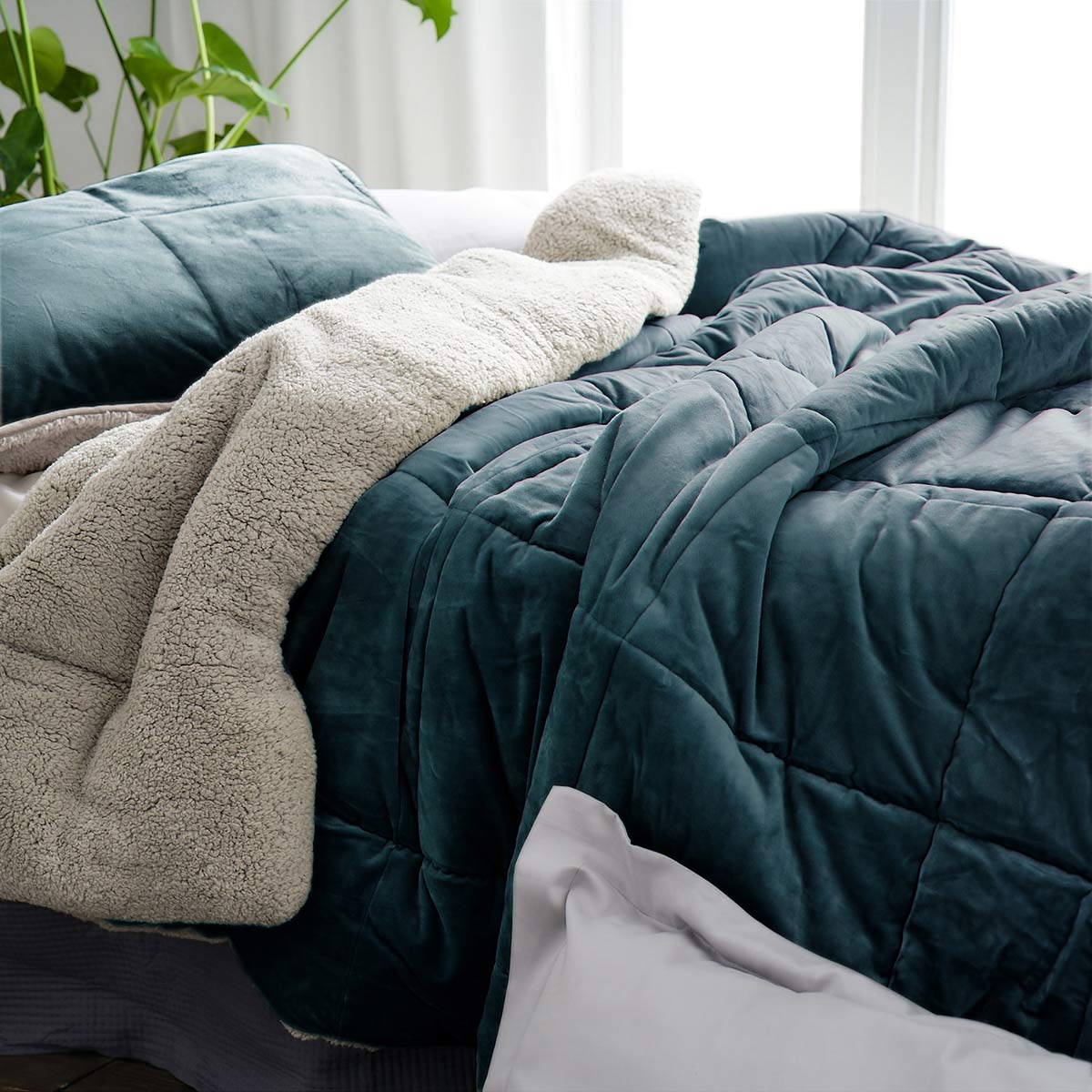 Quilt-Blanket 235x245cm Teddy Jean Blue 407/09