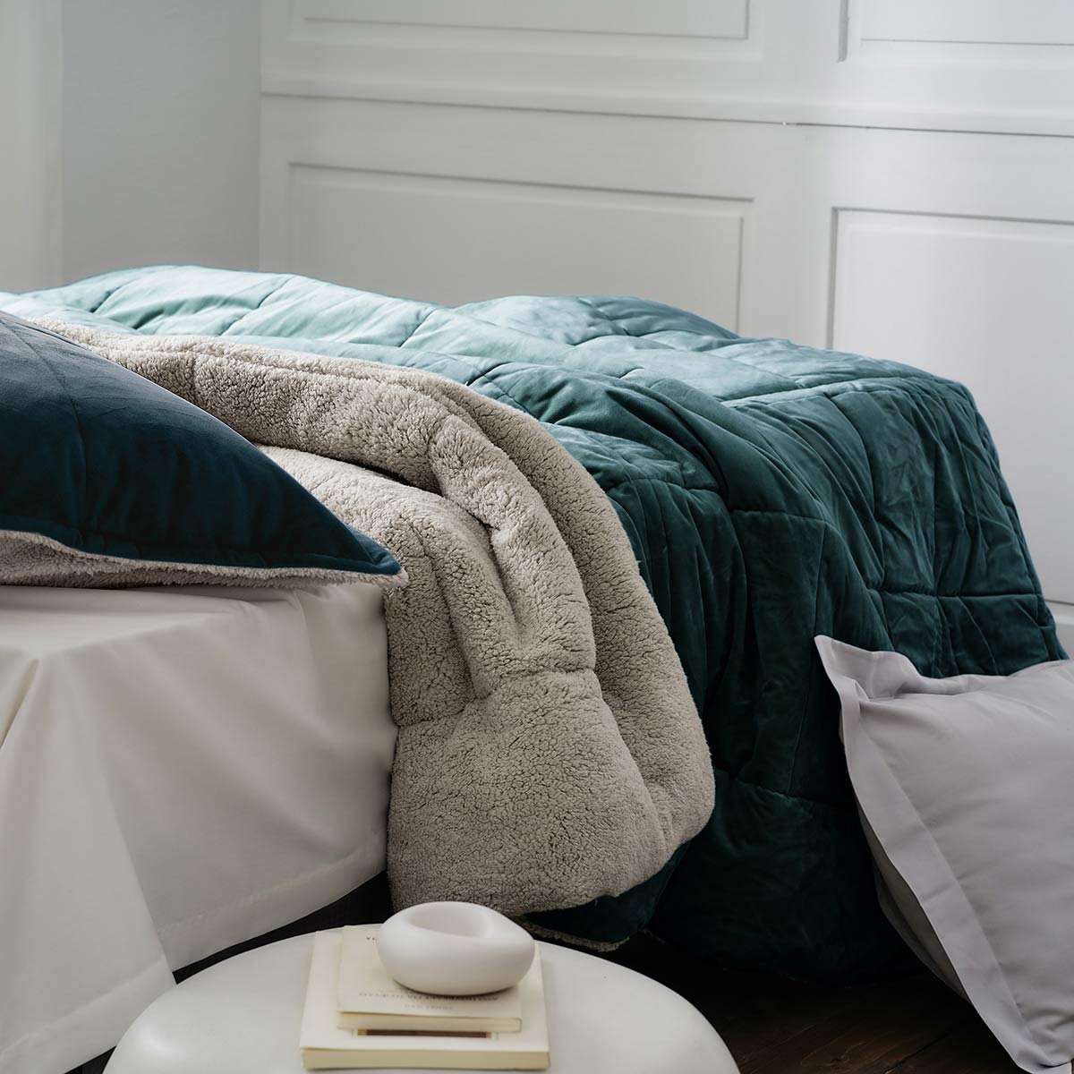 Quilt-Blanket 235x245cm Teddy Jean Blue 407/09