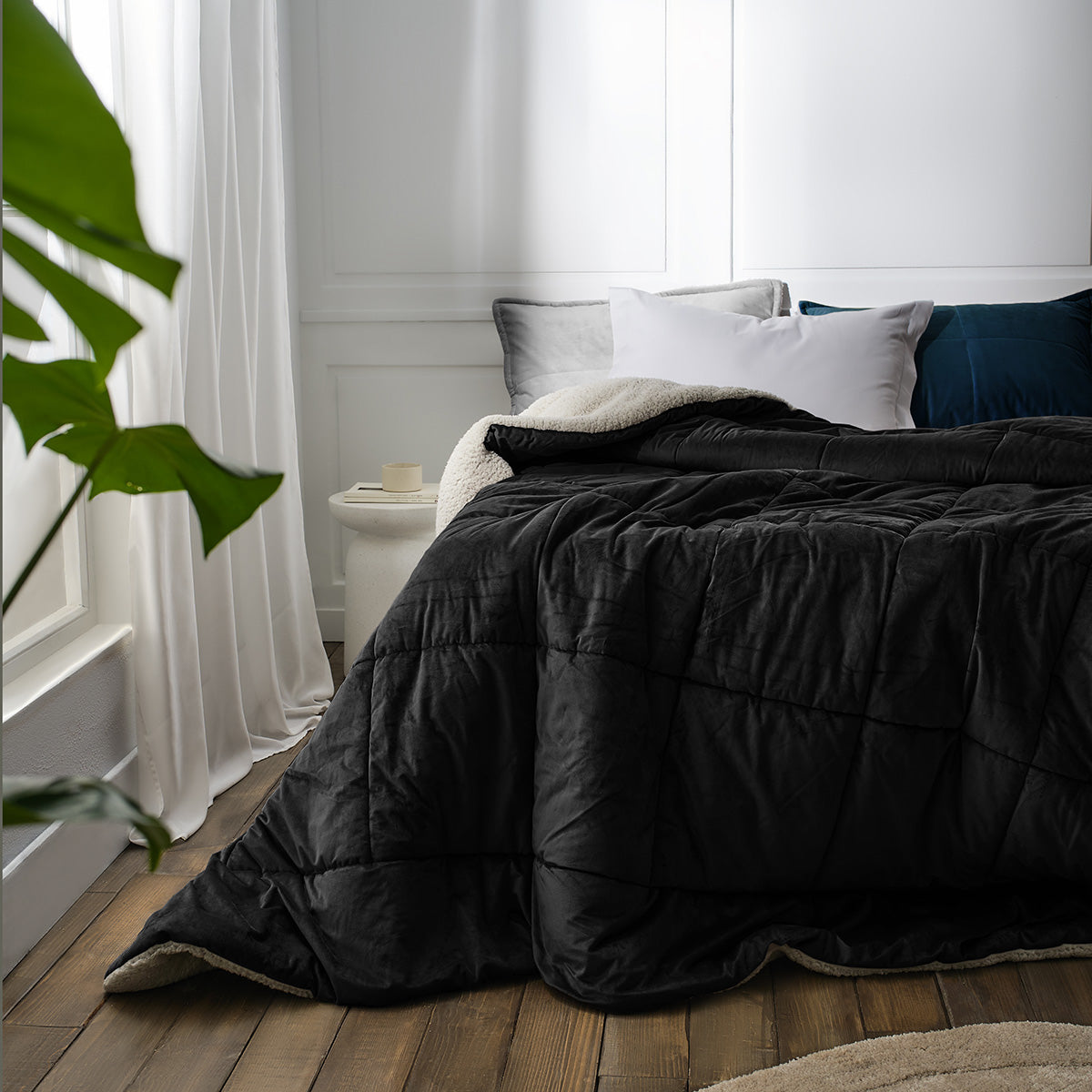 Teddy Quilt-Blanket Graphite Black 407/45