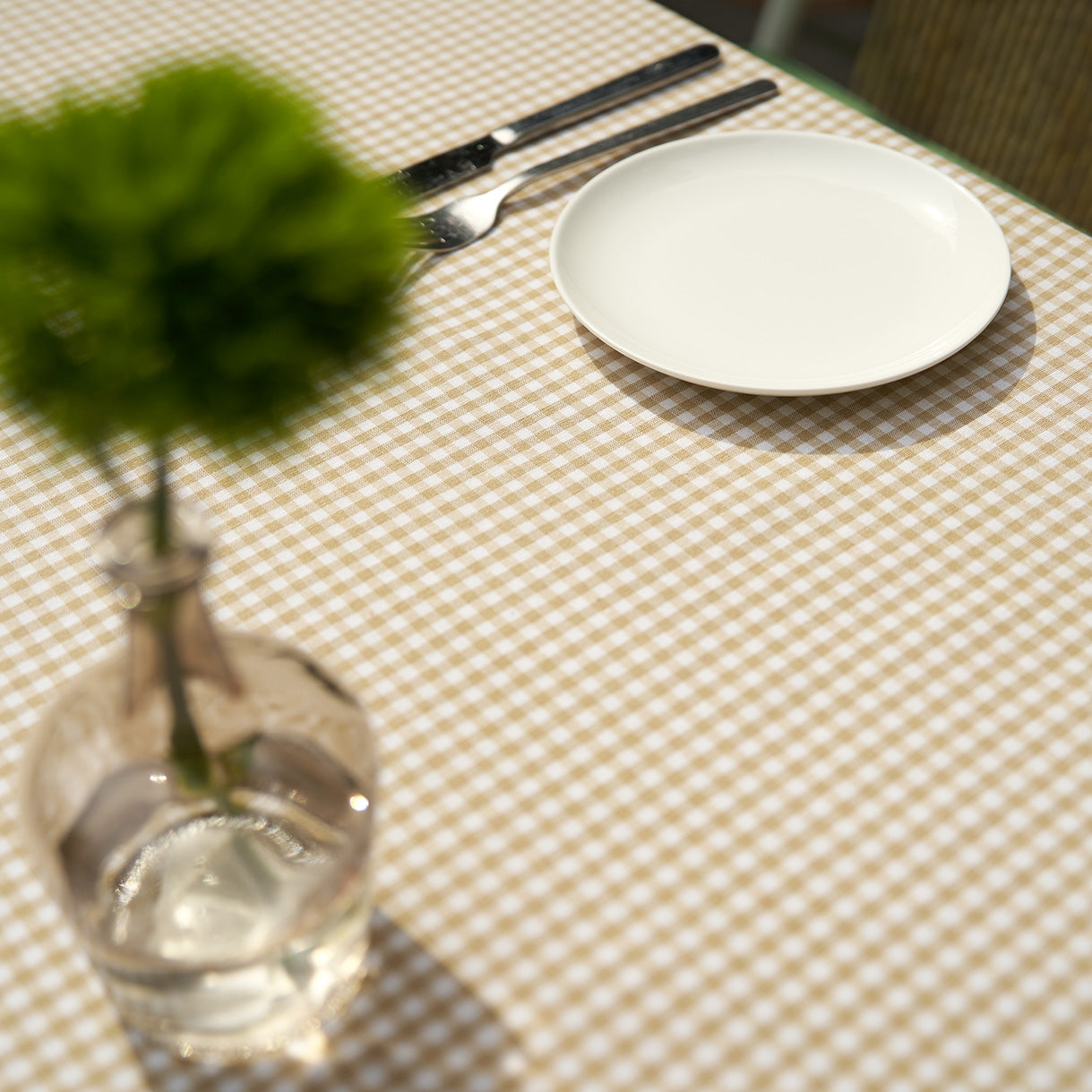 Tablecloth Chequered Chequered Beige