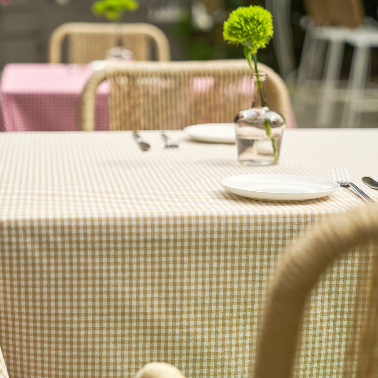 Tablecloth Chequered Chequered Beige