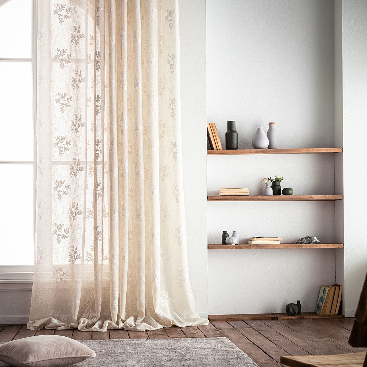 Curtain with studs 140x280cm Leaf Beige AW24 532/06