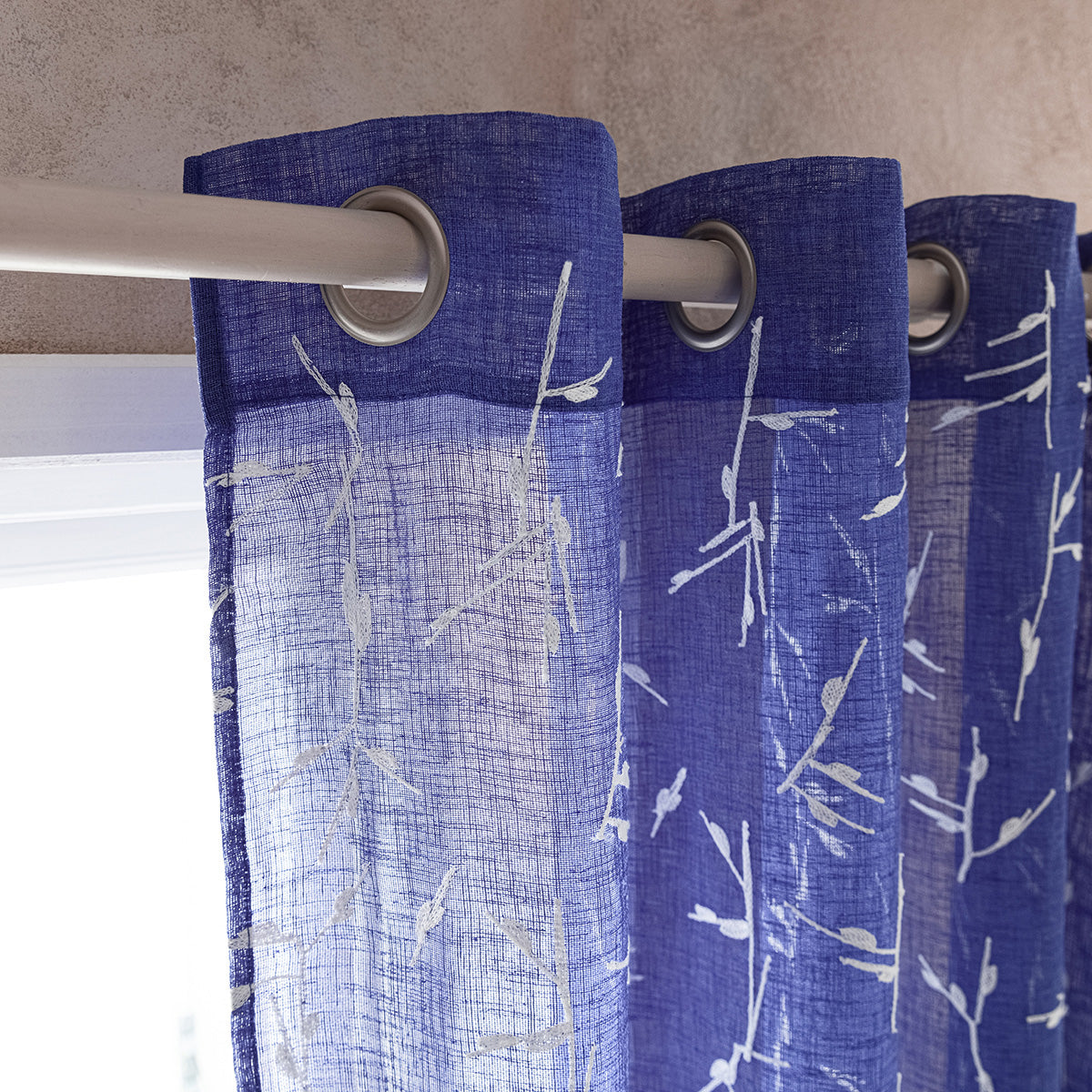 Curtain with rings 140x280cm Leaf Marine Blue 535/09