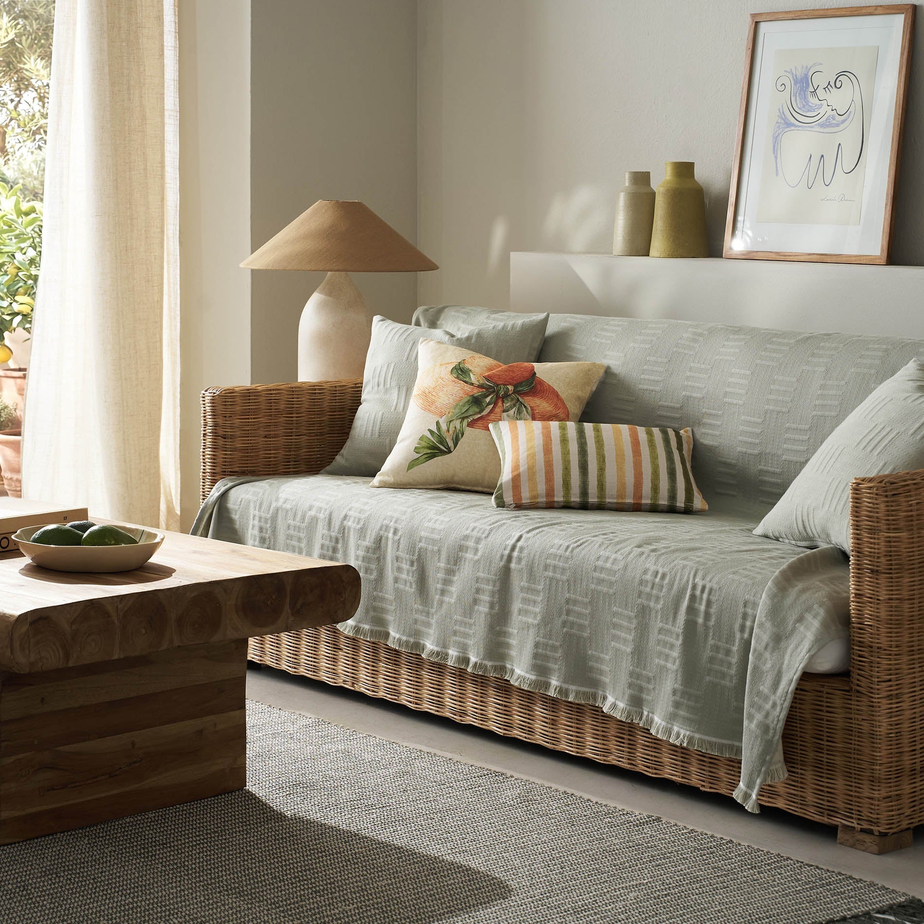 sofa throw Calyra Smoke Green 654/07