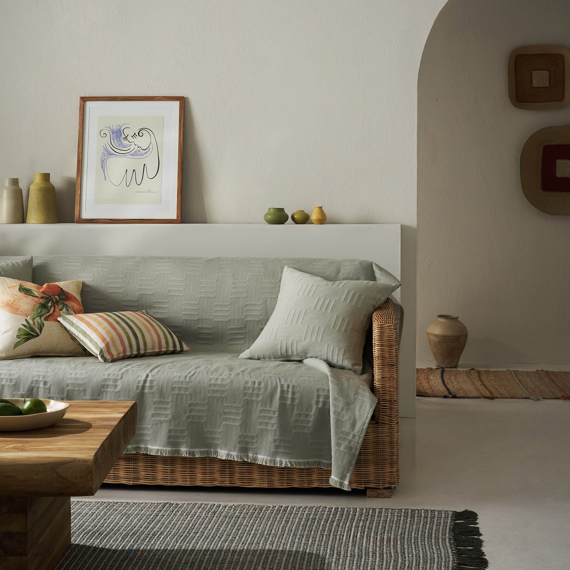 sofa throw Calyra Smoke Green 654/07